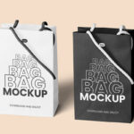 Two Standing Eco Leather Bags Mockup
