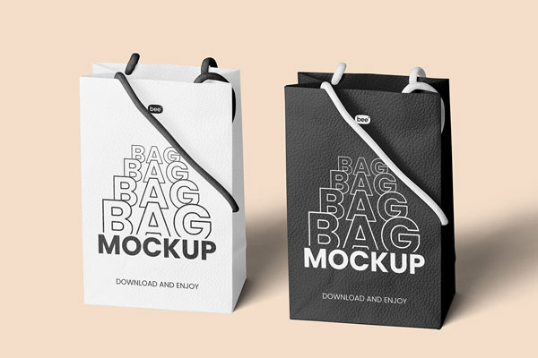 Two Standing Eco Leather Bags Mockup