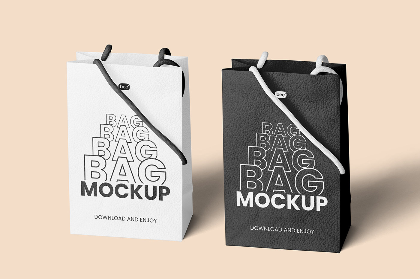Two Standing Eco Leather Bags Mockup FREE PSD