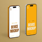 Two Standing iPhone 16 Pro Mockups