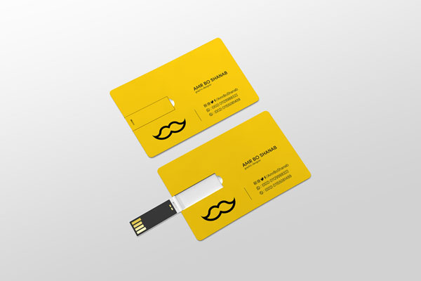 Two USB Flash Cards Laid at the 3\4 Angle View Mockup