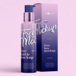 Two Vertical Cosmetic Bottle and Box Mockups