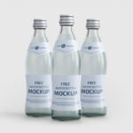 Two Vertical Glass Water Bottle Mockups