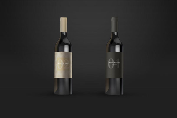 Two Vertical Wine Bottles Mockup