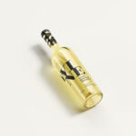 Two White Wine Bottle Mockups in Top and Perspective Views