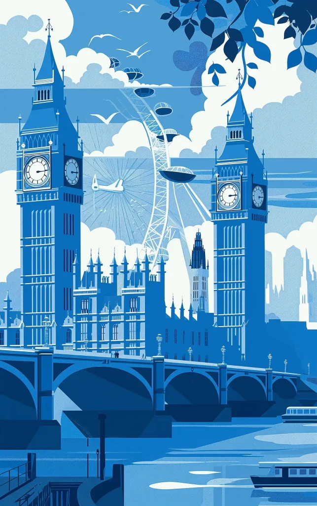 UK Landmarks Travel Poster
