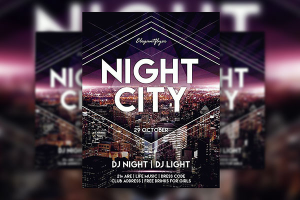 Urban and Lines Night City DJ Flyer Template Plus a Facebook Cover