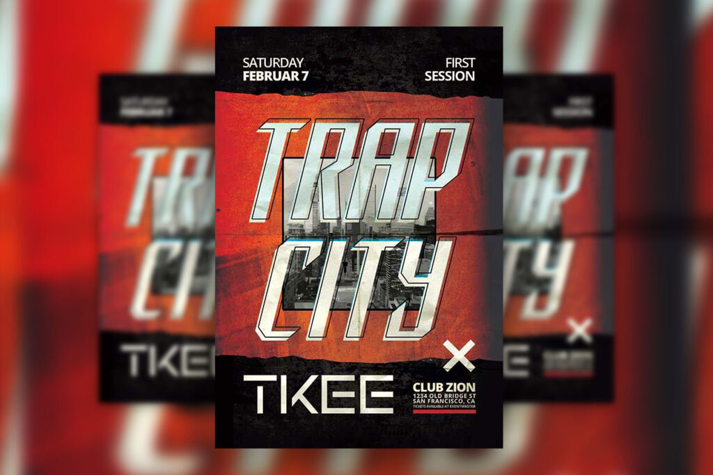 Urban Bold Border Trap Party Flyer Template