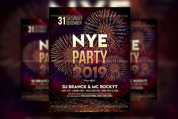 Urban Fireworks New Year Night Flyer and Facebook Cover Template