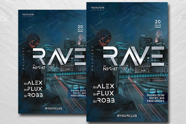 Urban, Futuristic Rave Party Flyer Template
