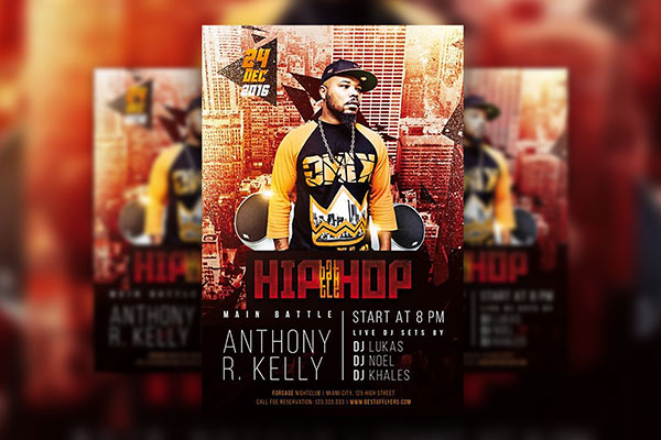 Urban, Grunge Hip-Hop Party Flyers and Facebook Cover Templates