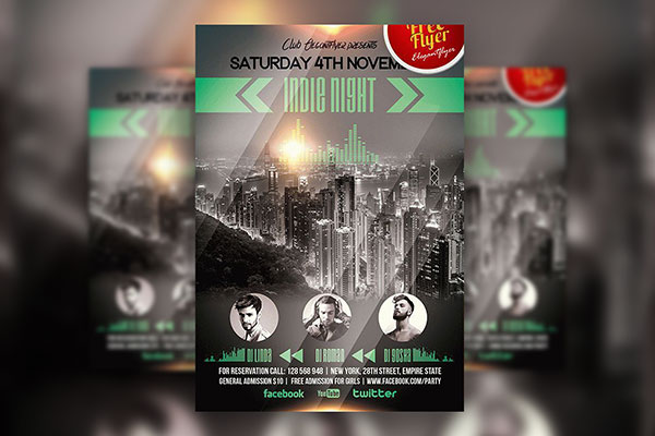 Urban Modern Indie Night Party Flyer Template and Facebook Cover
