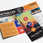 Urban Tri-Fold Travel Brochure Template with a Black, Orange Color Scheme
