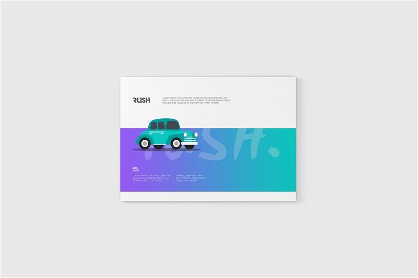 US Letter Landscape Magazine Mockup in 3 Showcases