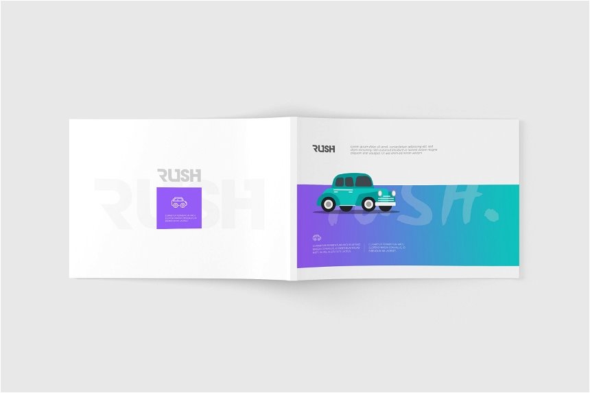 US Letter Landscape Magazine Mockup in 3 Showcases