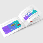 US Letter Landscape Magazine Mockup in 3 Showcases