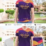 V-Neck T-shirt Mockup Featuring a Man Wearing it in Front View