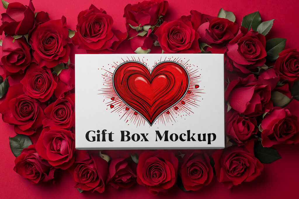 Valentines Day Gift Box Mockup