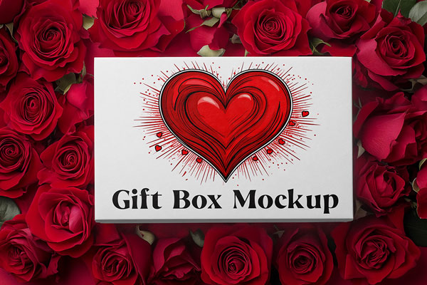 Valentines Day Gift Box Mockup
