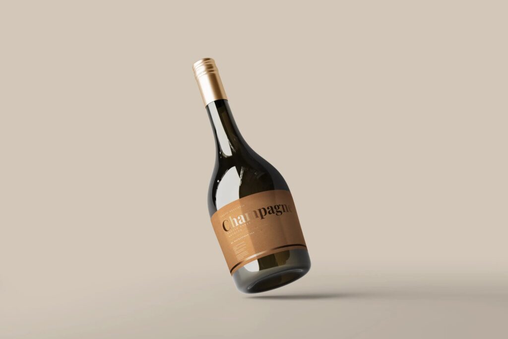 Varied Views of Five Champagne Bottle Mockups