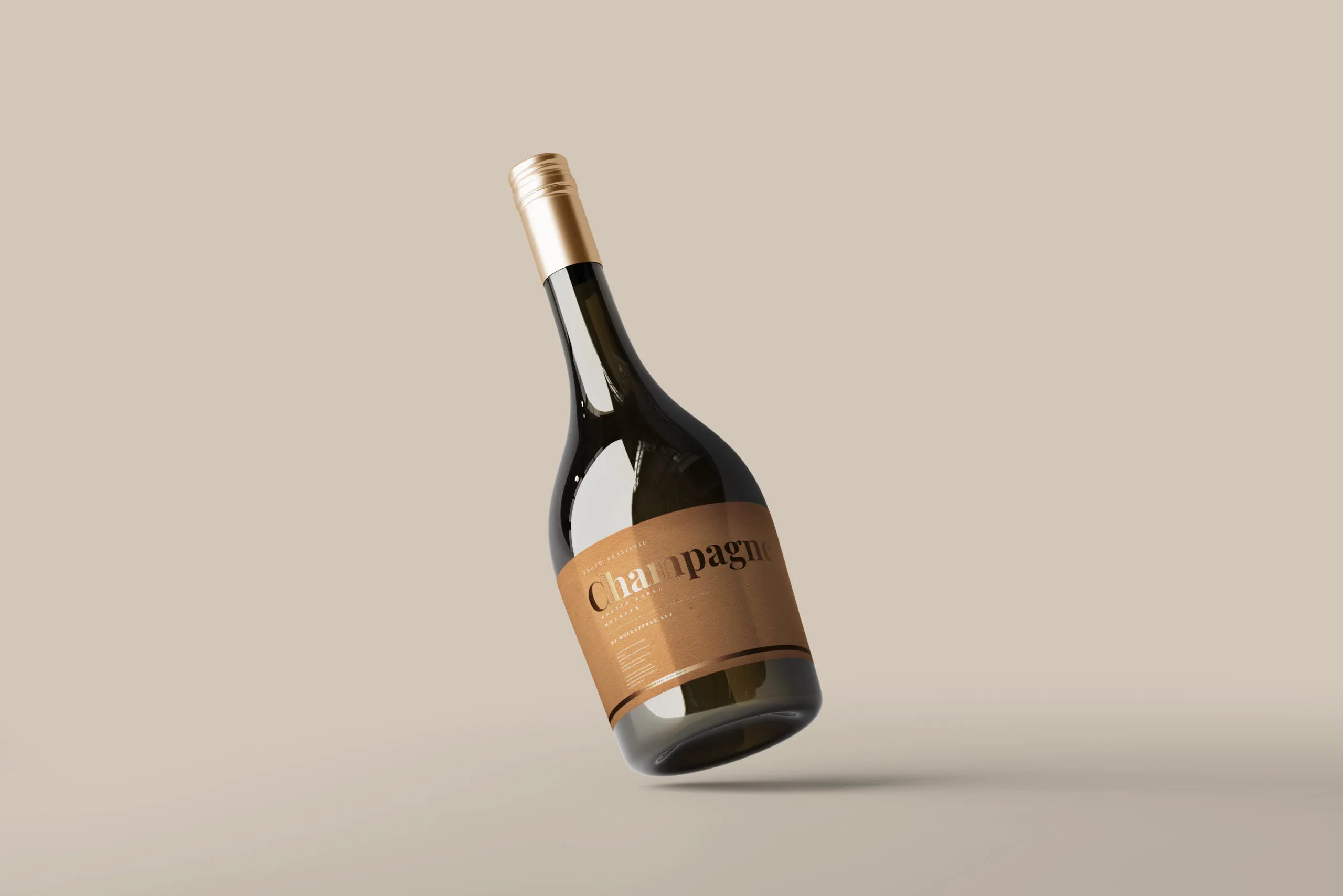 Varied Views of 5 Champagne Bottle Mockups FREE PSD