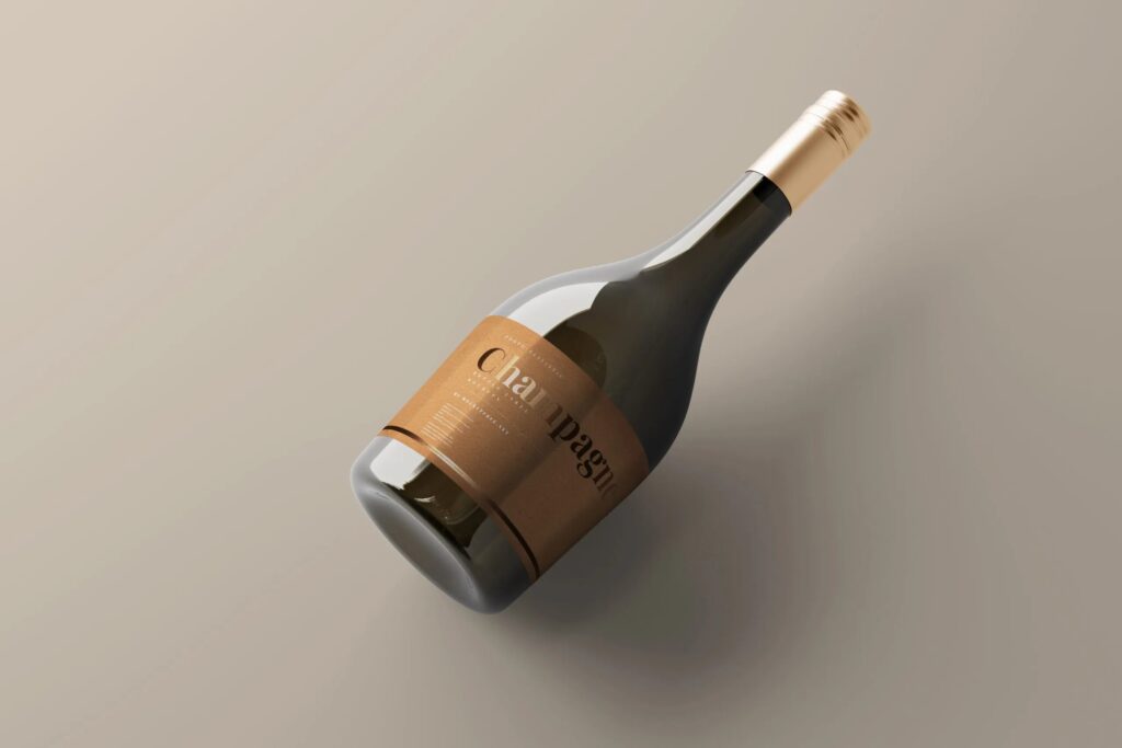 Varied Views of Five Champagne Bottle Mockups