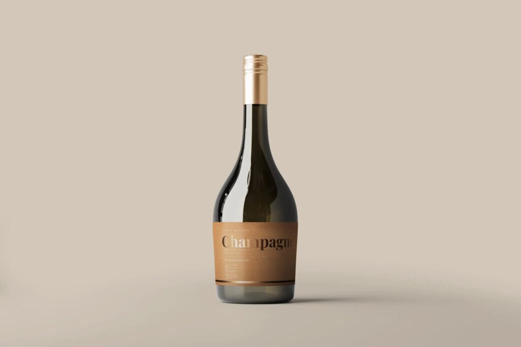 Varied Views of Five Champagne Bottle Mockups