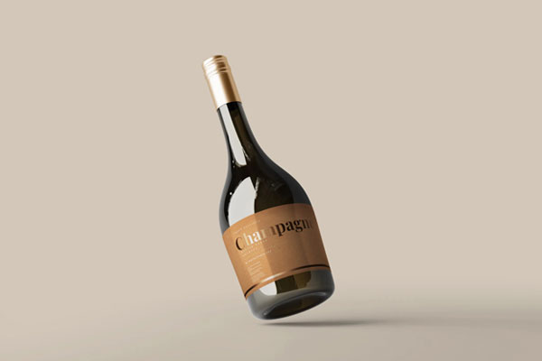 Varied Views of Five Champagne Bottle Mockups