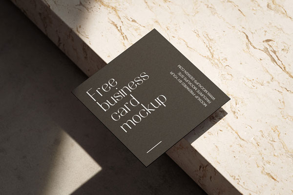 Varies Sights of 4 Business Cards Mockups on Marble Ground