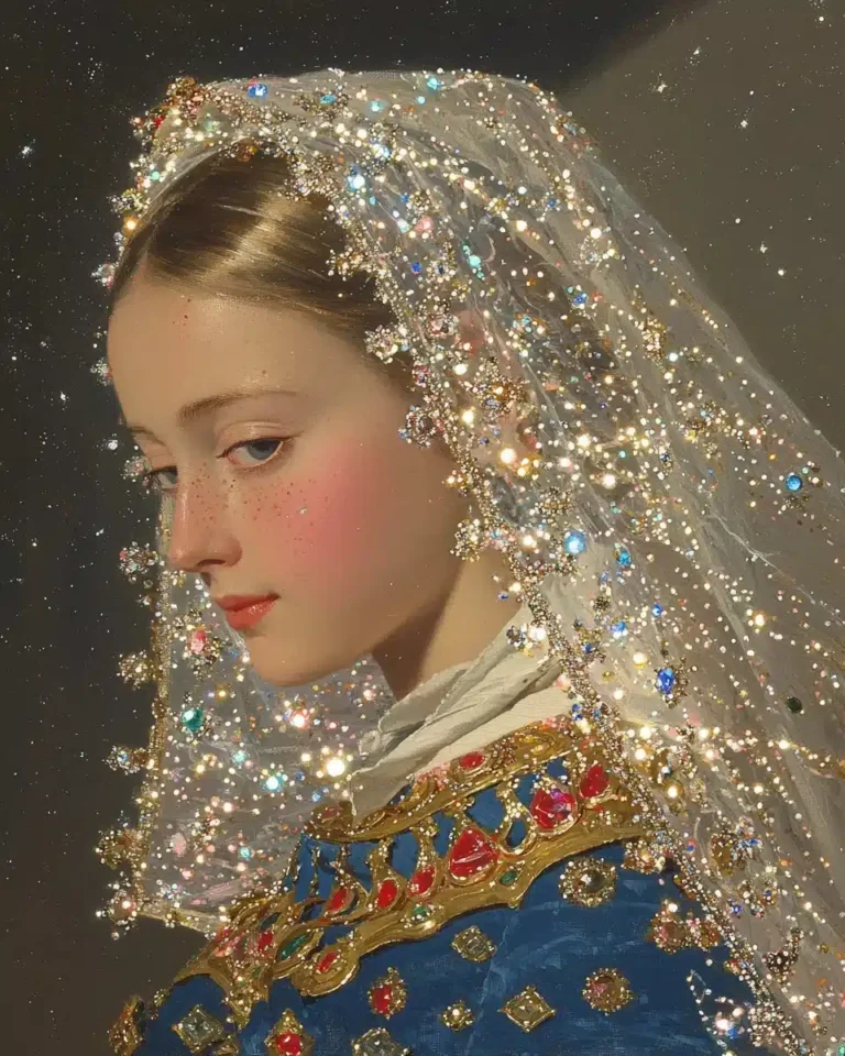 Veiled Maiden Under Moonlight
