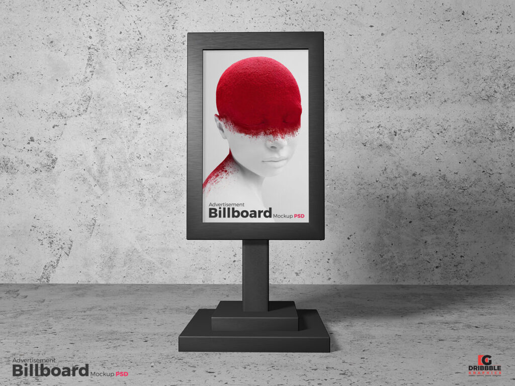 Vertical Advertising Stand in the Front View Mockup