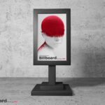 Vertical Advertising Stand in the Front View Mockup