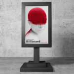Vertical Advertising Stand in the Front View Mockup