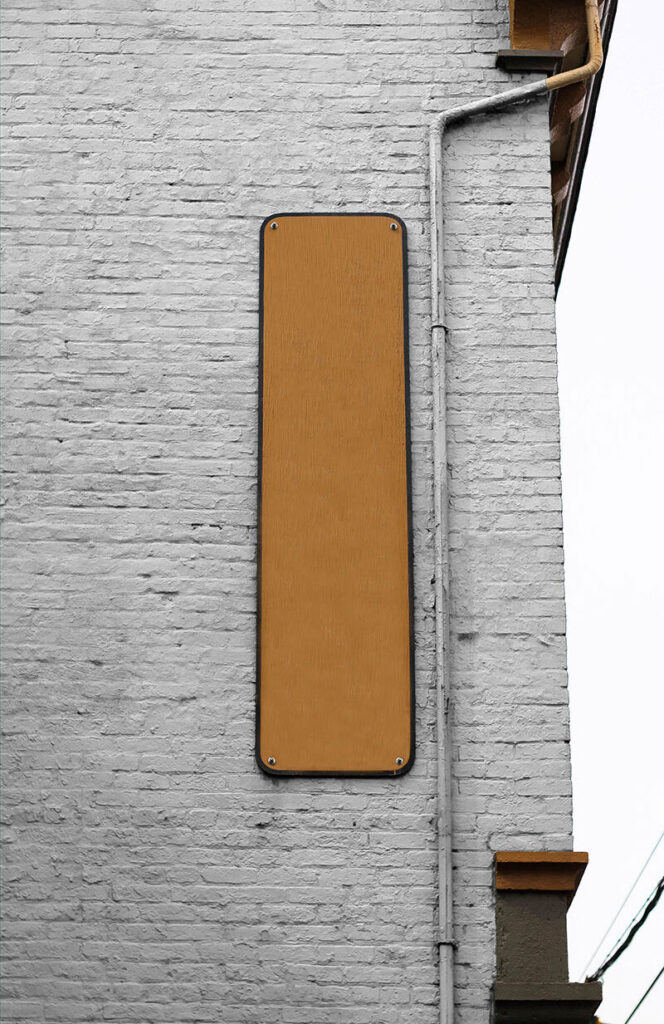 Vertical Bar Sign Stick to Wall Mockup