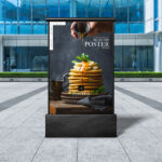 Vertical Billboard Poster Mockup in Black Frame Stand