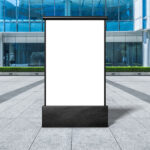 Vertical Billboard Poster Mockup in Black Frame Stand