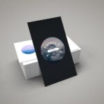 Vertical Business Card Leaning against Stack of Horizontal Cards Mockup