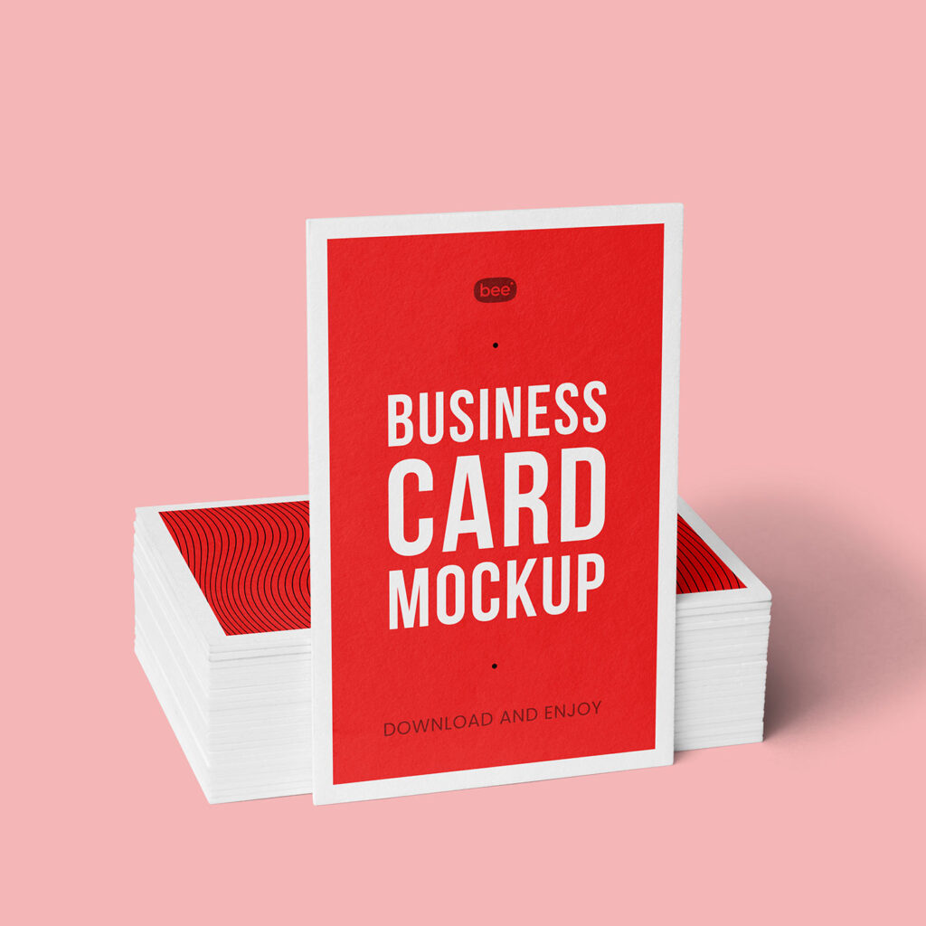 Vertical Business Card Stack Mockup