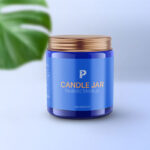Vertical Candle Jar and Lid Mockup with a Large Leaf