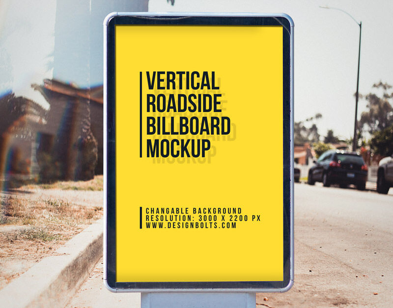 Vertical City Signage Standing in the Front View Mockup