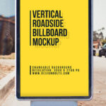 Vertical City Signage Standing in the Front View Mockup