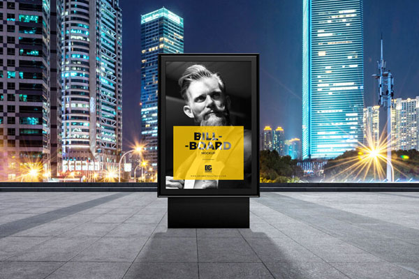 Vertical City Signage Standing in the Front View Mockup