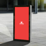 Vertical City Signage Standing in the Half-Side View Mockup