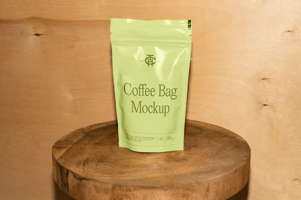 Vertical Coffee Bag on Stool Mockup