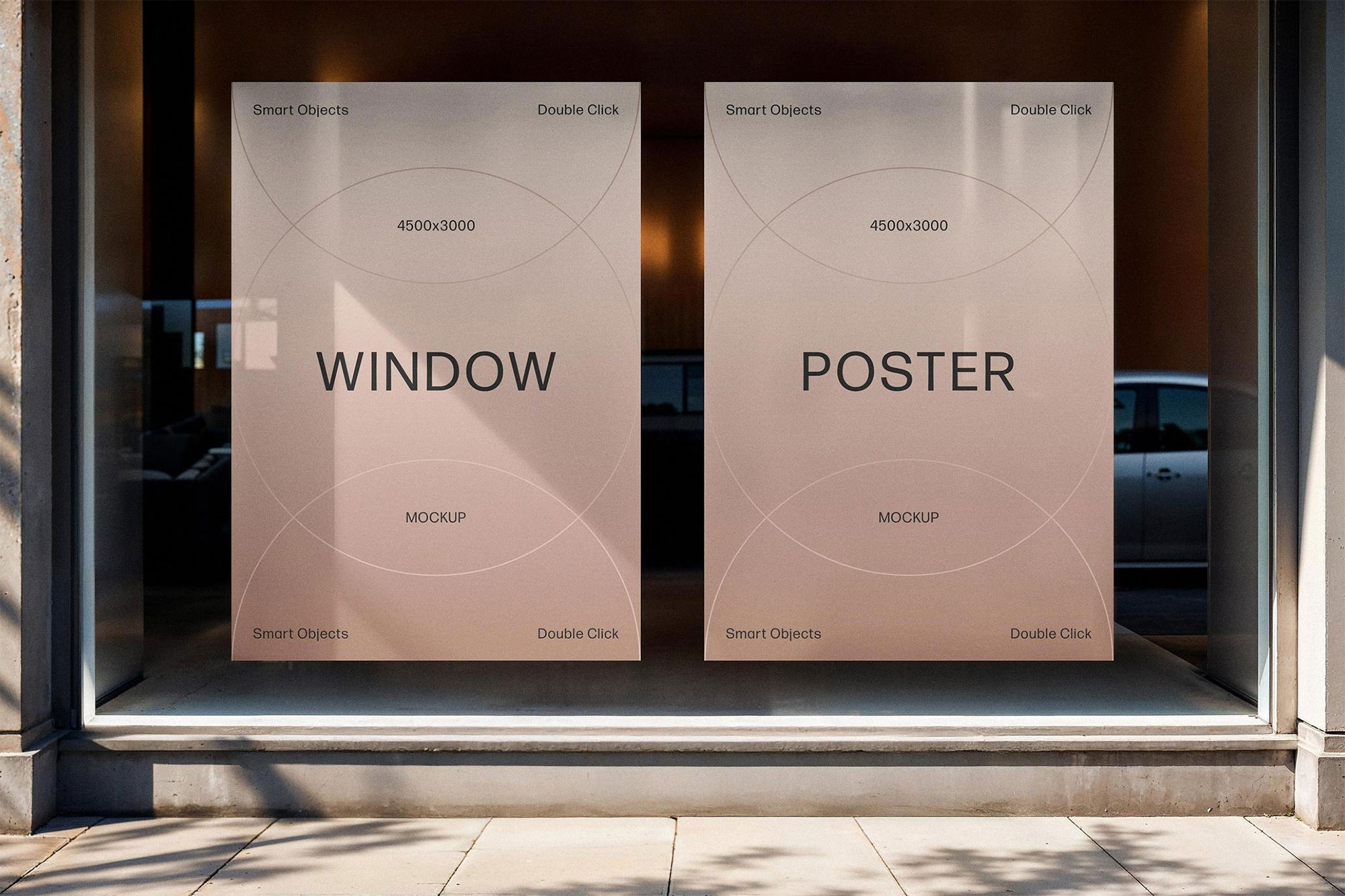 Free Vertical Display Window Posters Mockup PSD Template
