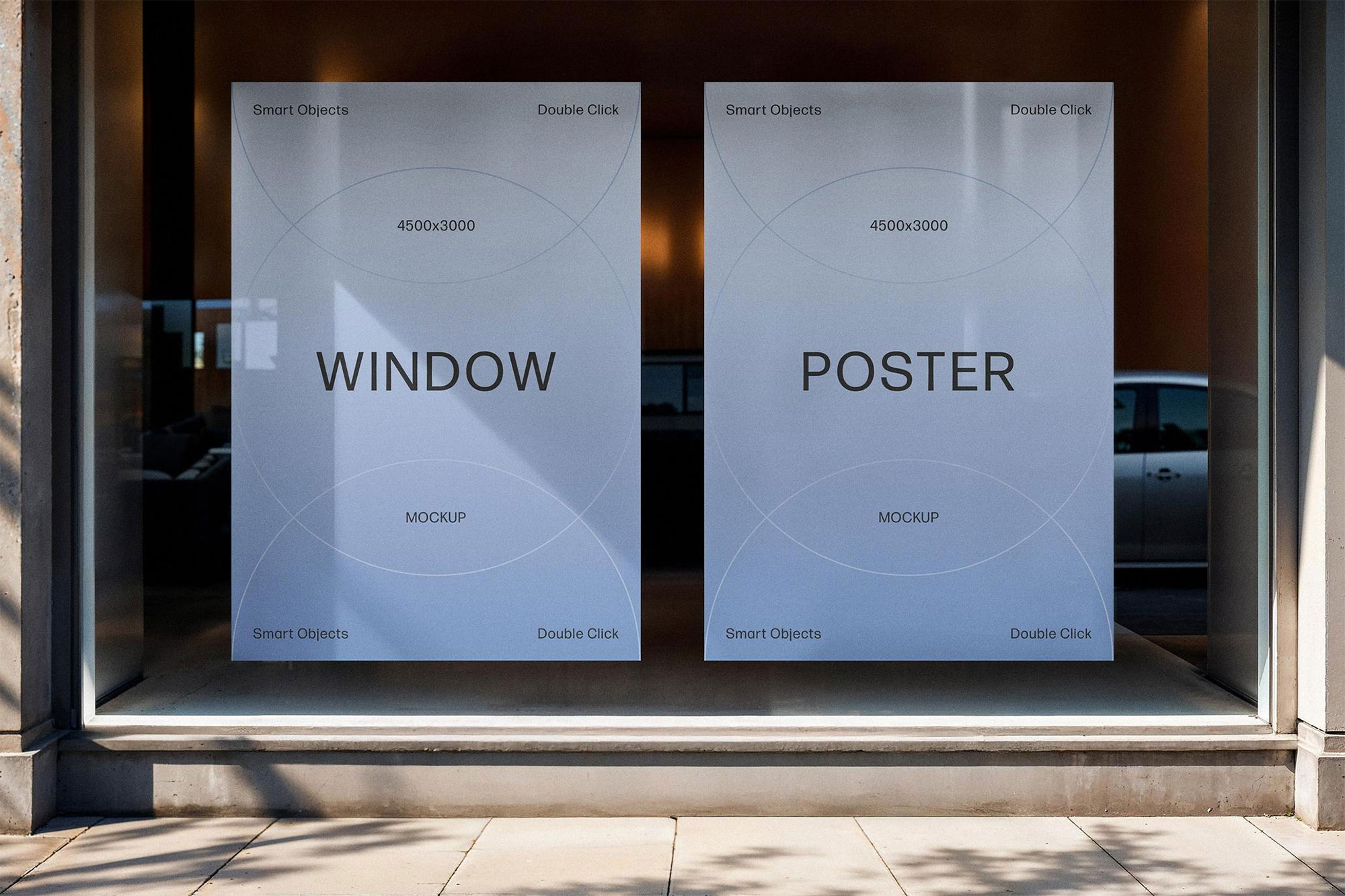 Free Vertical Display Window Posters Mockup PSD Template