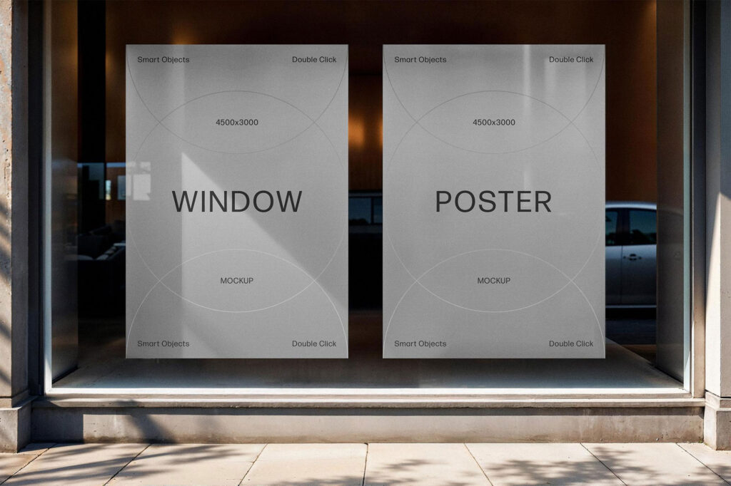 Vertical Display Window Posters Mockup