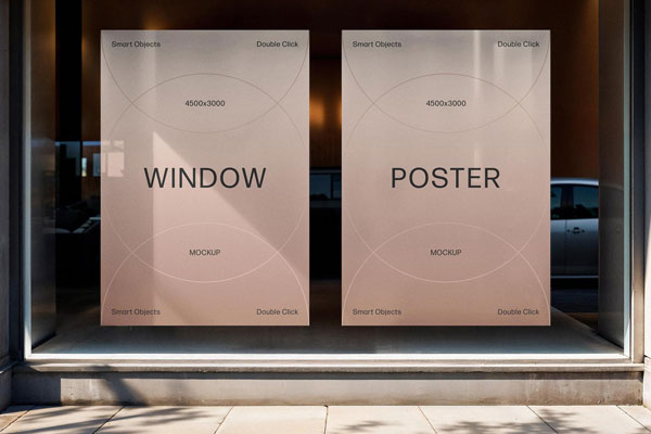 Vertical Display Window Posters Mockup