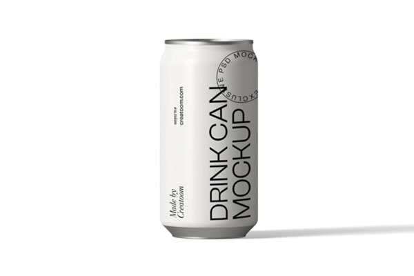 Vertical Drink Can Mockup from a Front View