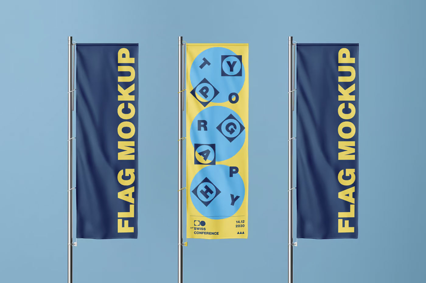 Free Vertical Flag Mockup PSD Template